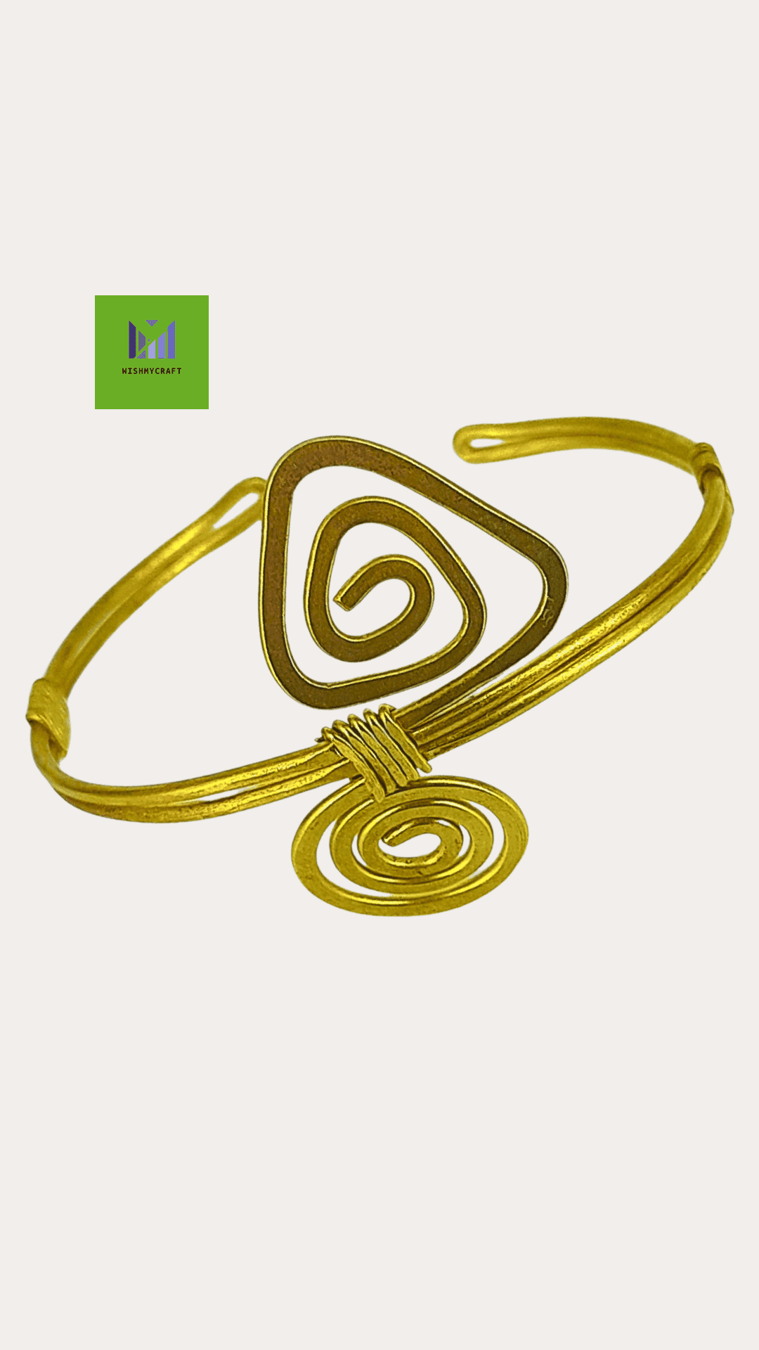 Dokra Arm Cuff Swirls Golden Tone Adjustable Bangle