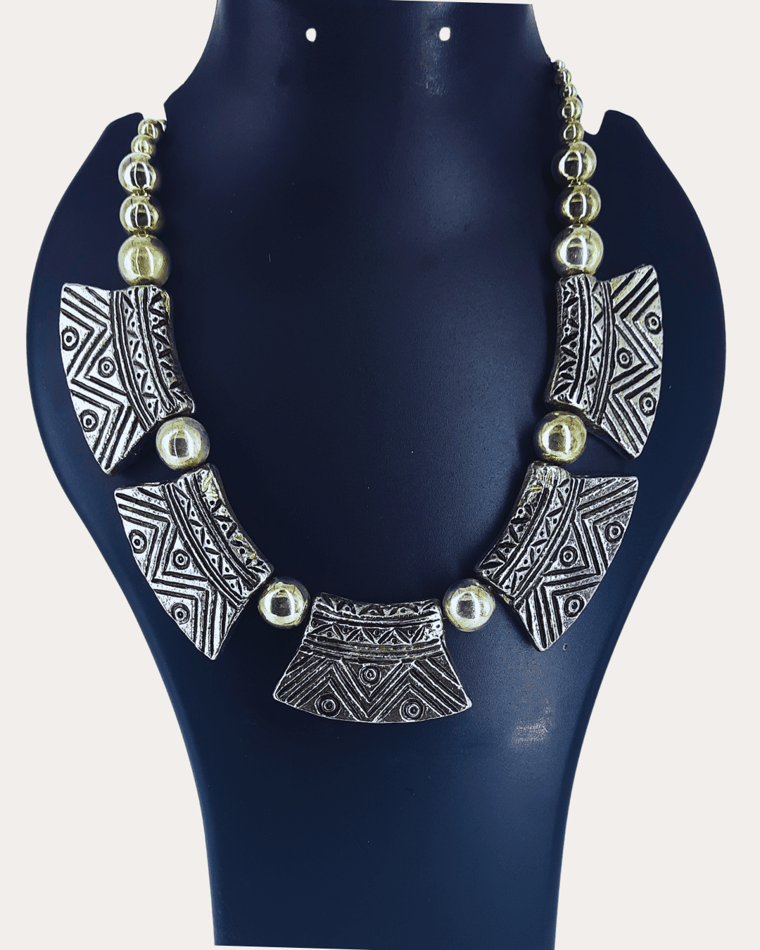 Oxy Silvery Tribal Style Replica Necklace