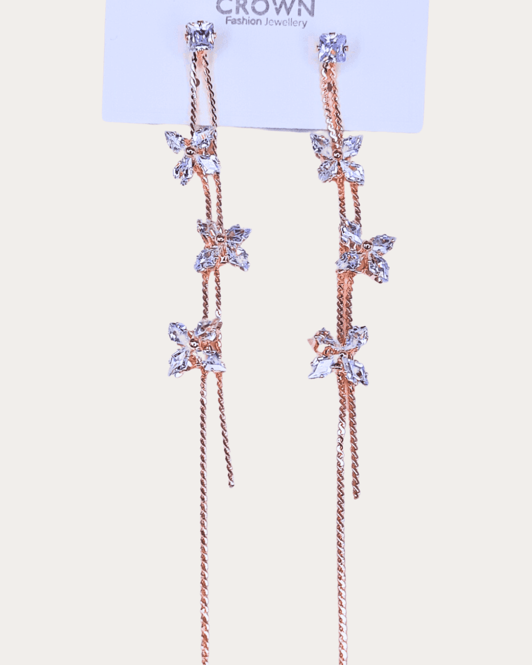 Korean Rose Golden Zircon Drop Earring