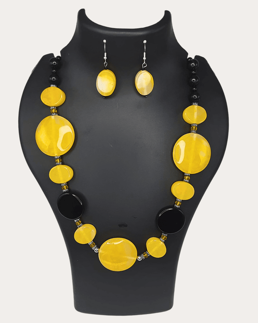 Madelion Round Yellow Beads Necklace