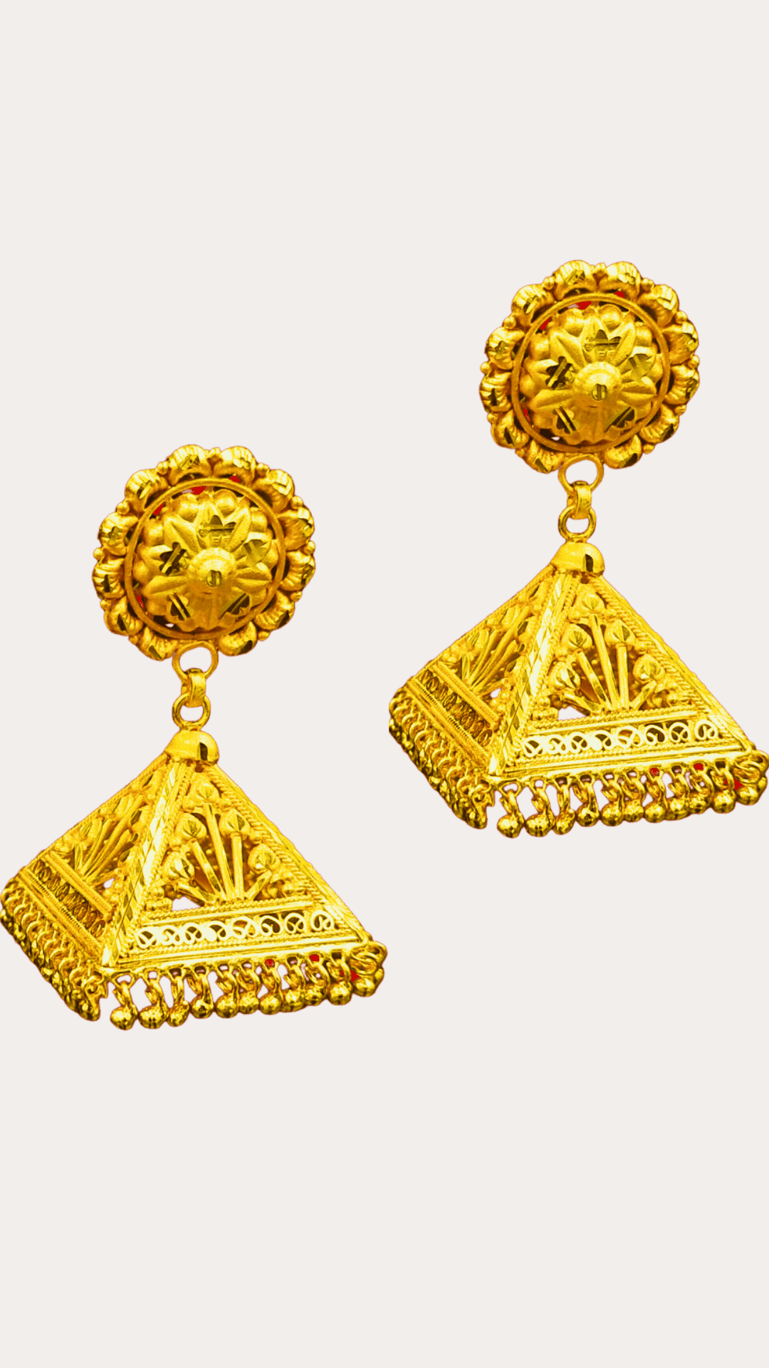 Traditional Gold Plated Floral Square Shaped Jhumka