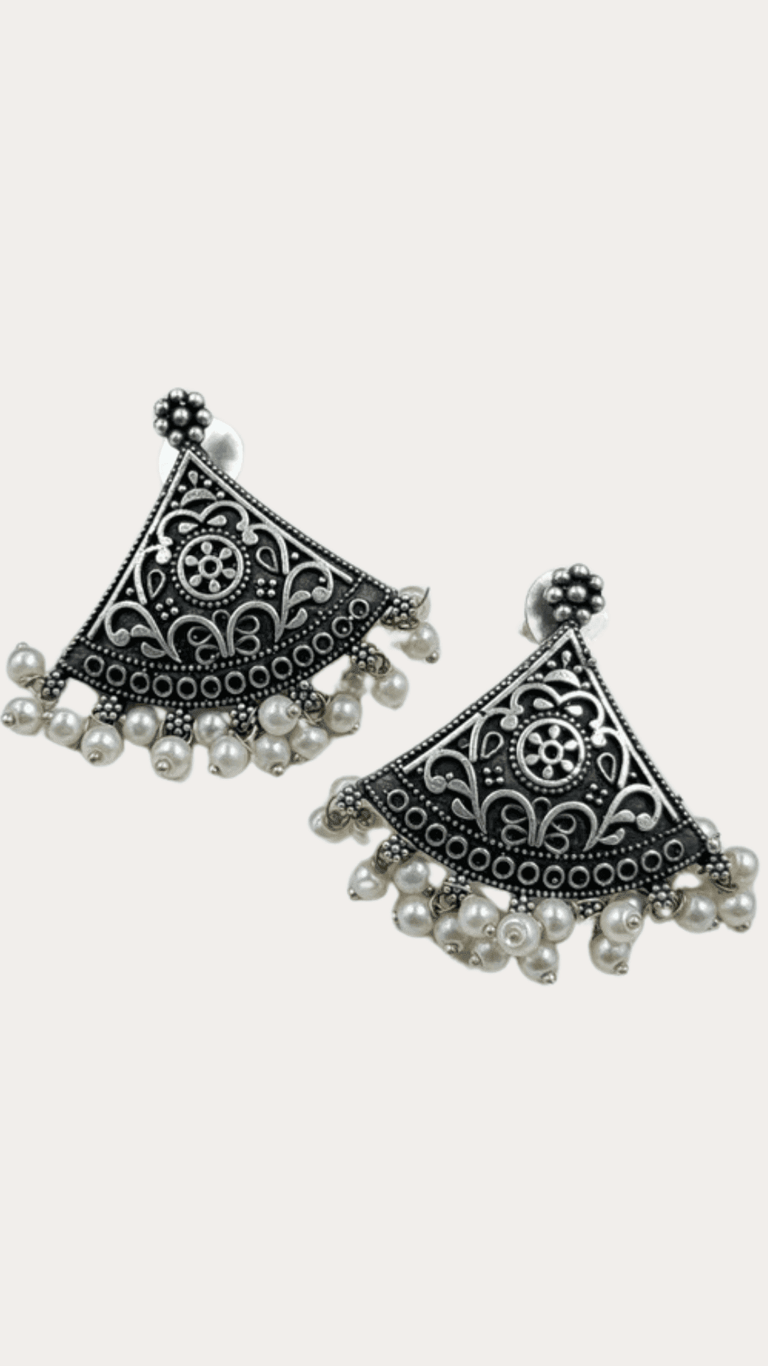Silver Oxidize Replica Triangles Earrings
