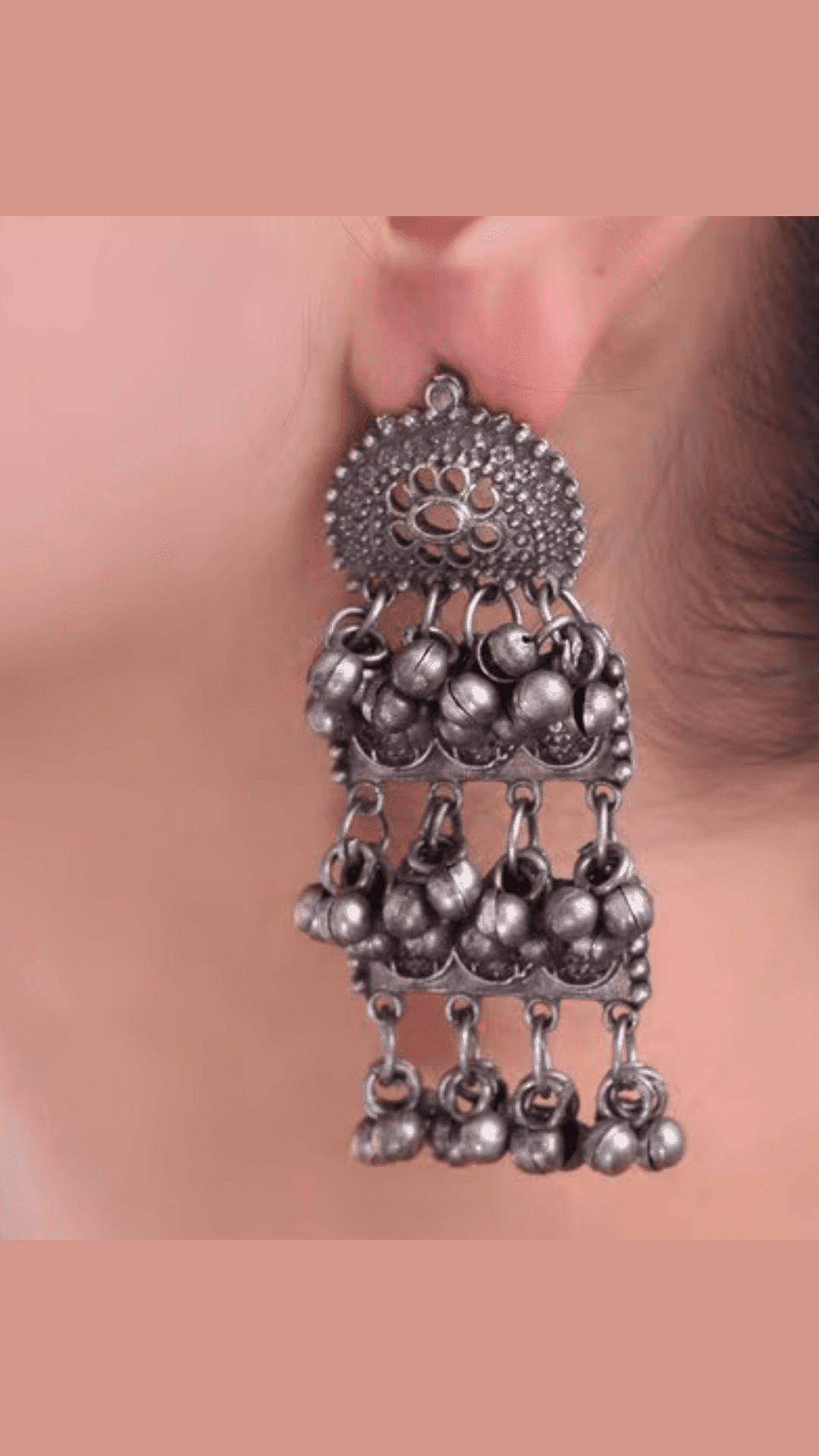 Ethnic Oxidised Drop Earrings