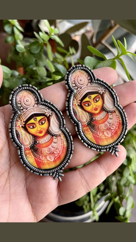 Oxidized Printed Tops Earring