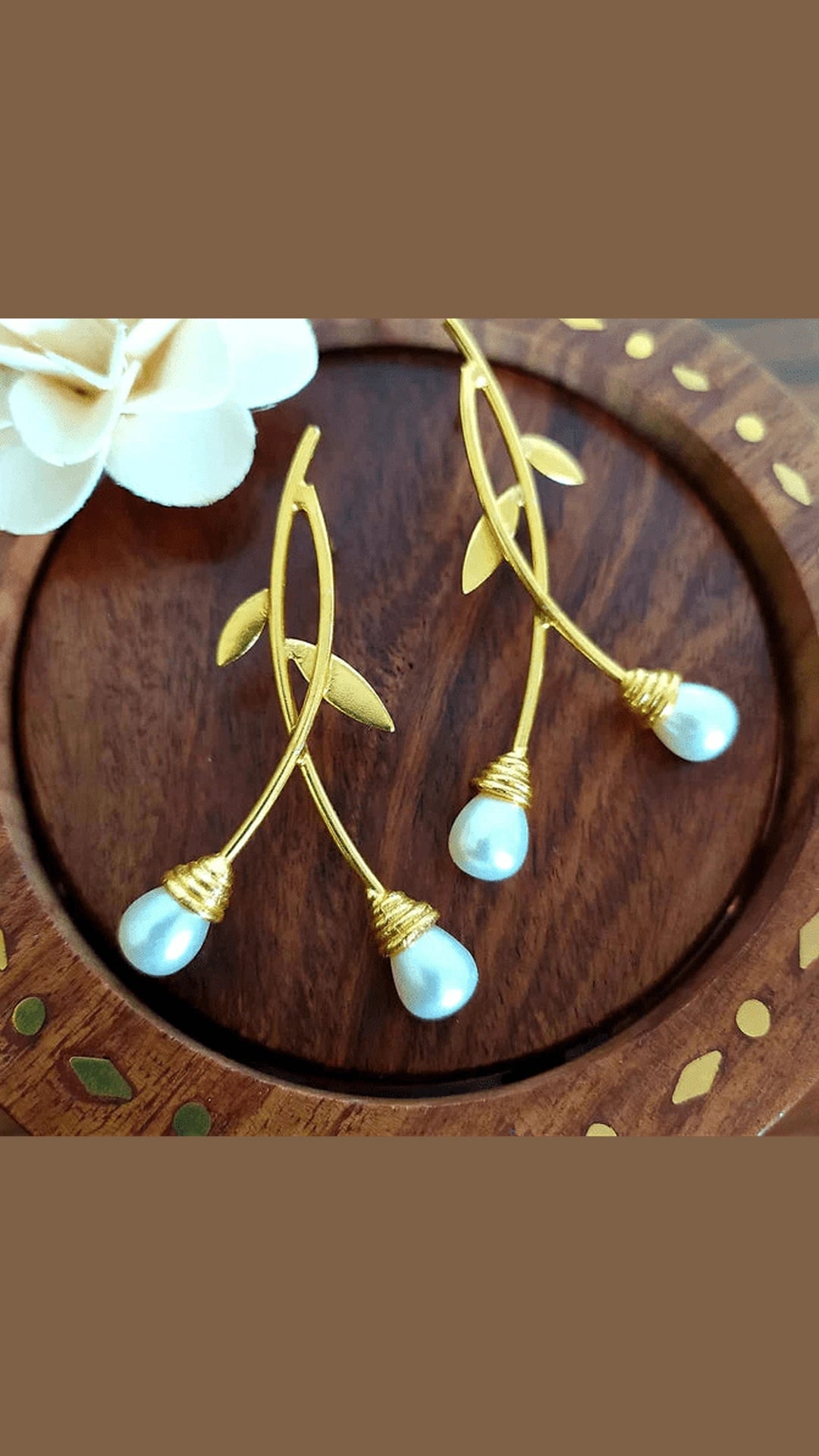Fancy Brass Moti |Drop Golden Earring