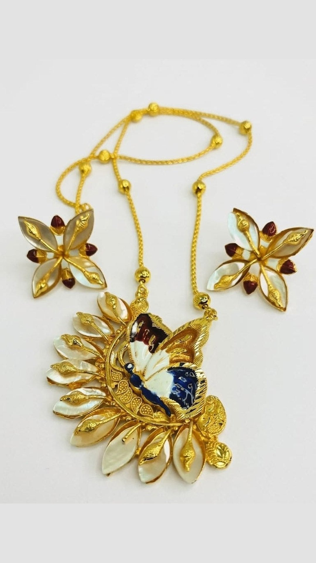 Gold Plated Butterfly Shell Tie Chain