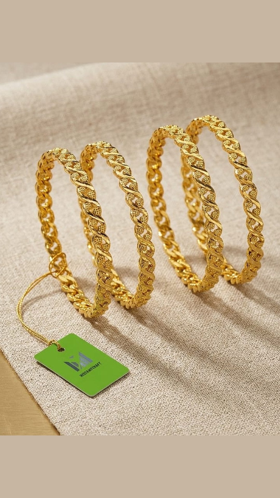 Gold-Plated Churi Woven Bangle Set 2.6 Size For Women