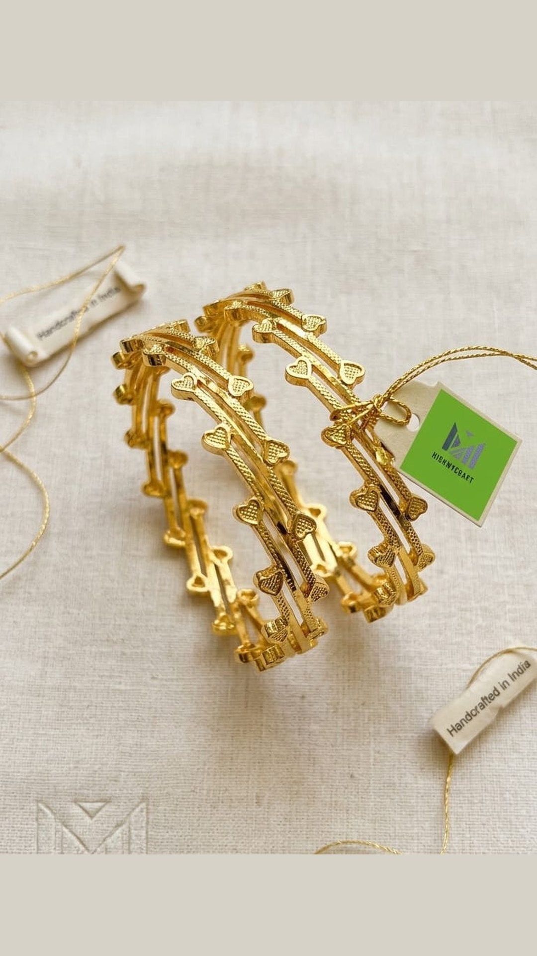 Gold-Plated Woven Chur Bangle Set For Women 2.4