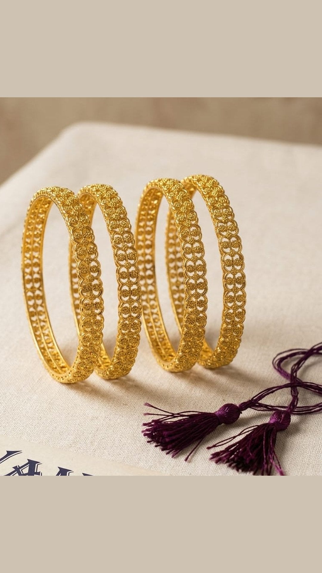 Gold-Plated Churi Woven Bangle Set 2.4 Size For Women