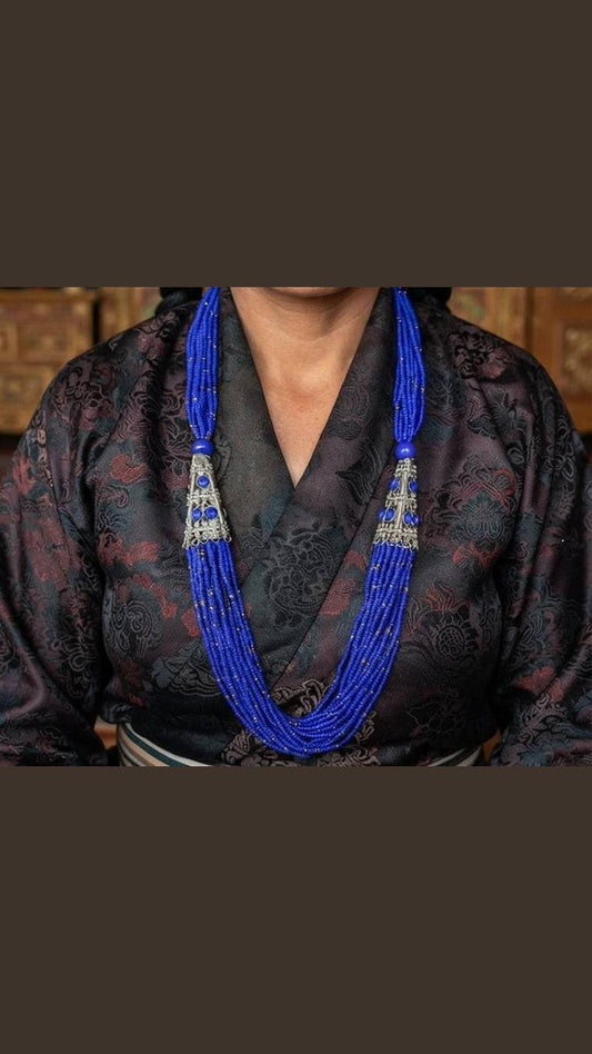 Royal Blue Multi-Strand Seed Bead Necklace