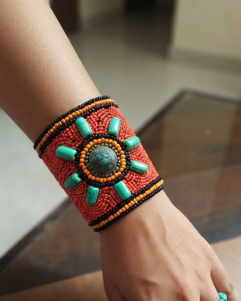 Ladakhi Tibetian Turquoise Cuff Handmade Bangle