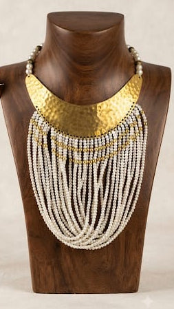 Crescent Bib & Multi-Strand Pearl Necklace