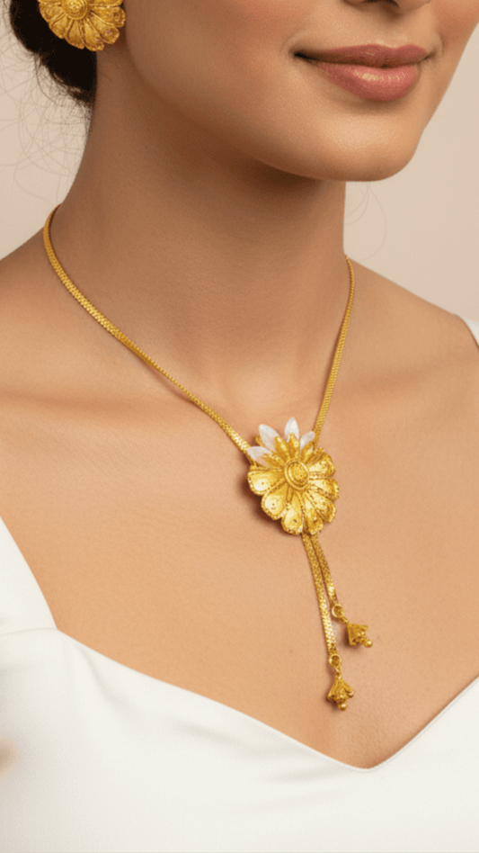 Shell Floral Gold Plated Tie Chain