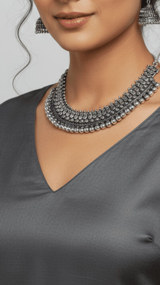 Oxidize Necklace With Jhumka