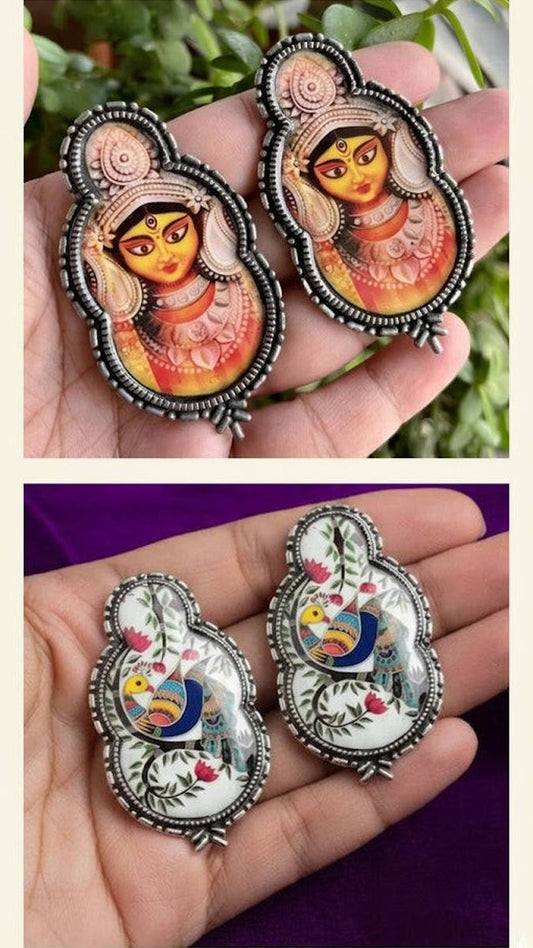COMBO PACK 2 Durga & Madhubani Printed Earring