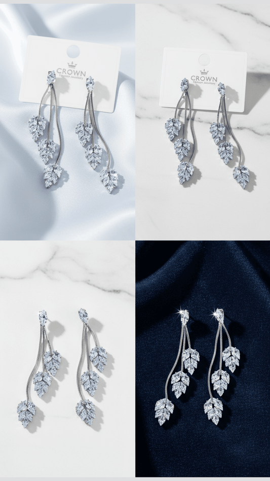 Korean Silver Plated Leaf Drop Earring