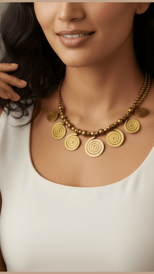 Dokra Spiral Hansuli Necklace