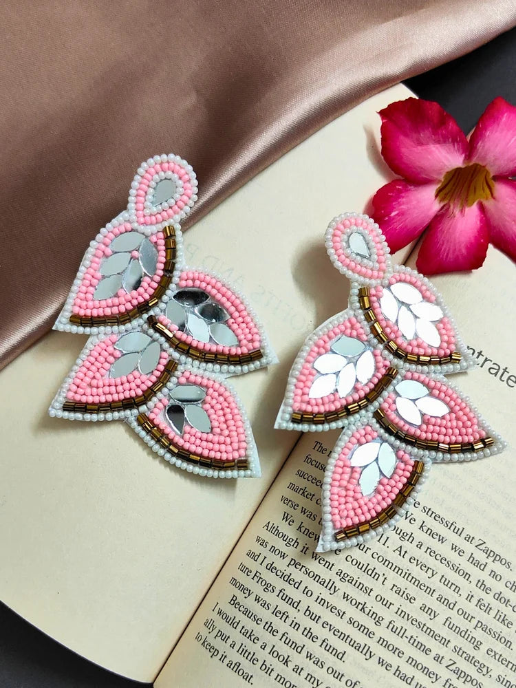 White & Pink Crumb Earrings