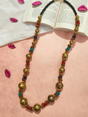 Golden Replenished Beads Necklace