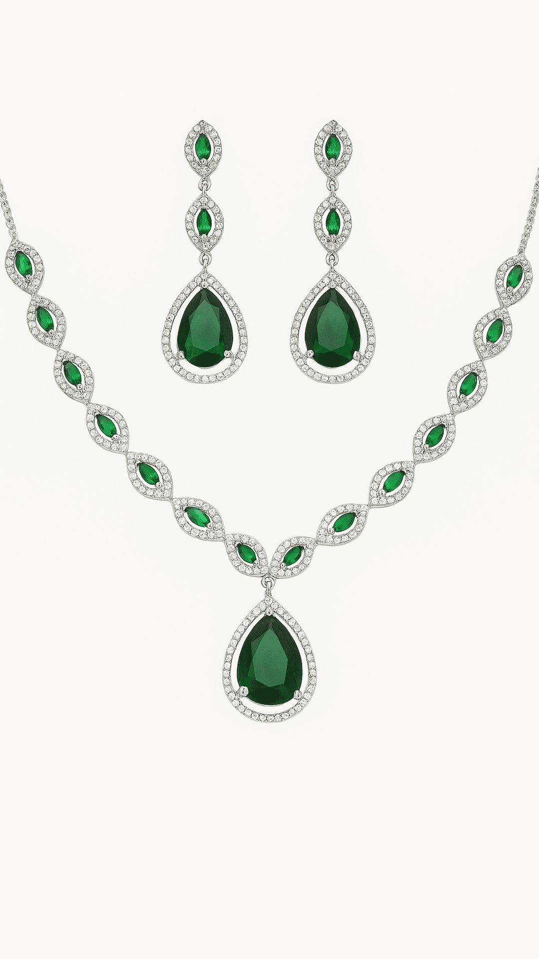 Costume Ad Waterdrop Shaped Necklace Set With MaangTikka