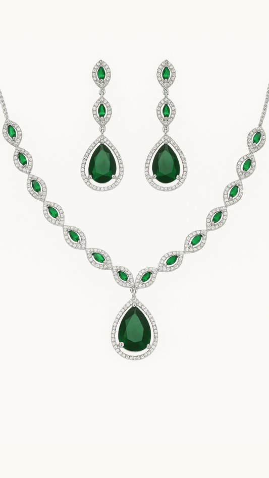 Costume Ad Waterdrop Shaped Necklace Set With MaangTikka