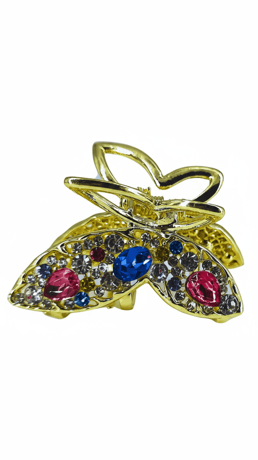 Metal Butterfly Shaped Multi Colour Hair Claw Catcher