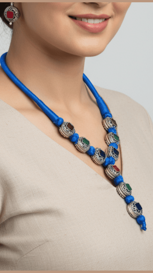 Afghani Style With Threads Work Long Necklace Set
