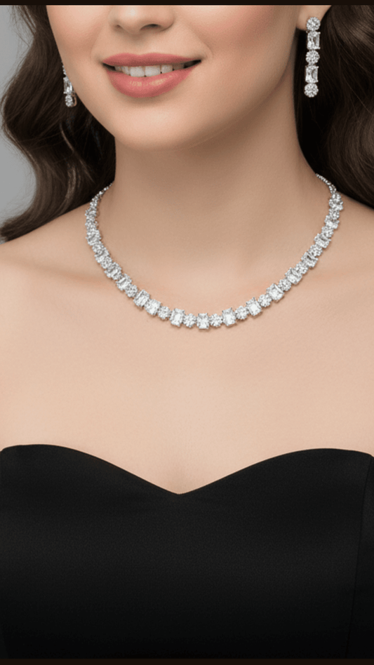 Square Shaped Costume Ad Necklace Set