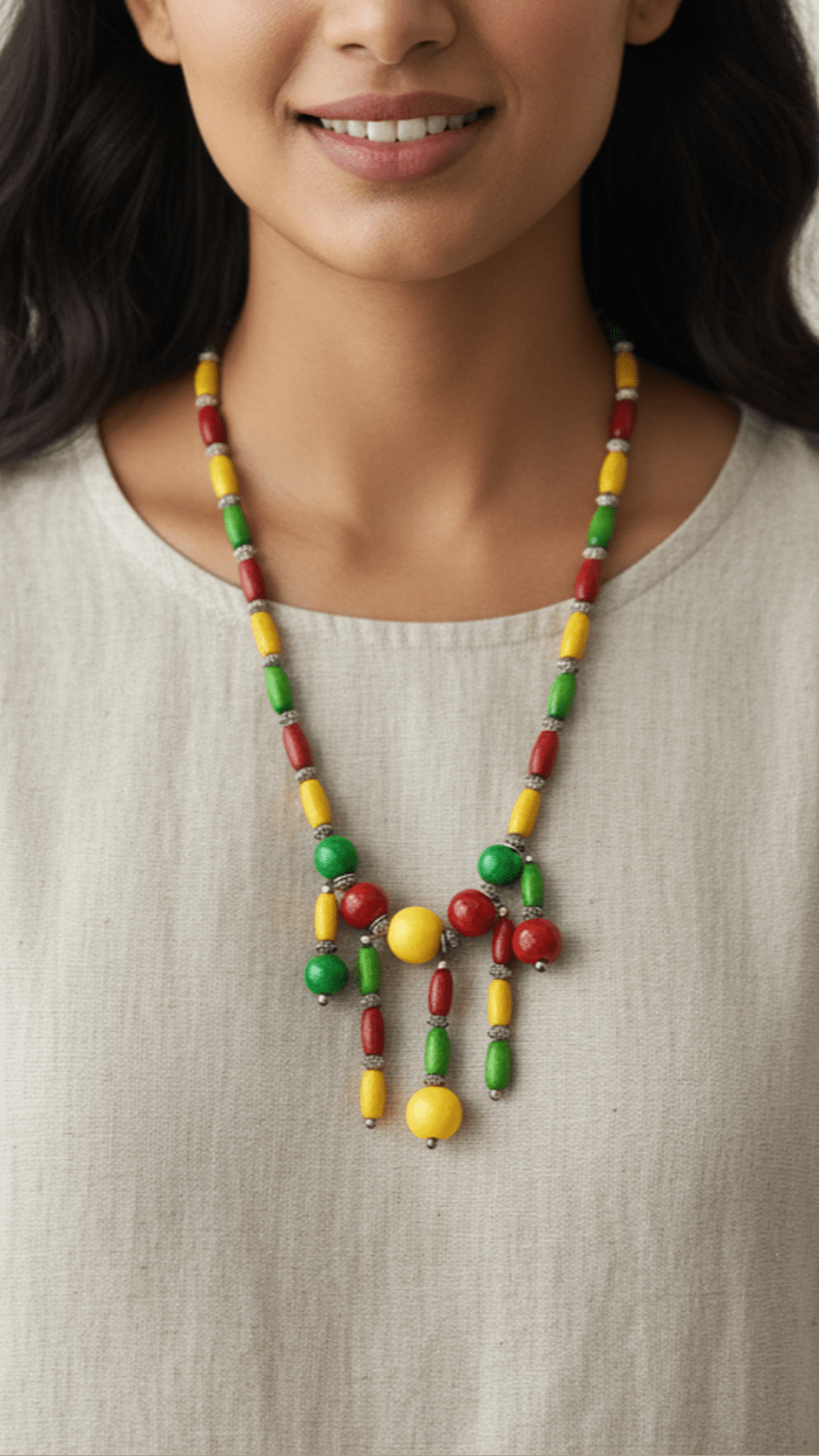 Wooden Colourful Beads Autism Awareness Lanyard