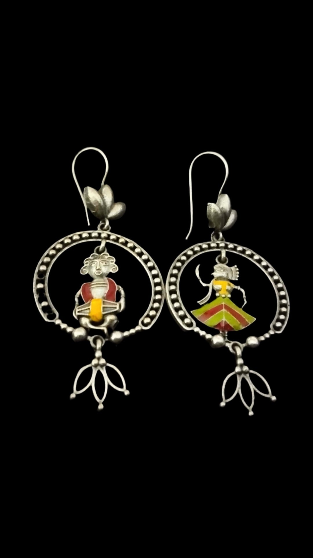 Replica Oxidize Silver Festive Special Cute Dancing Couple Earrings