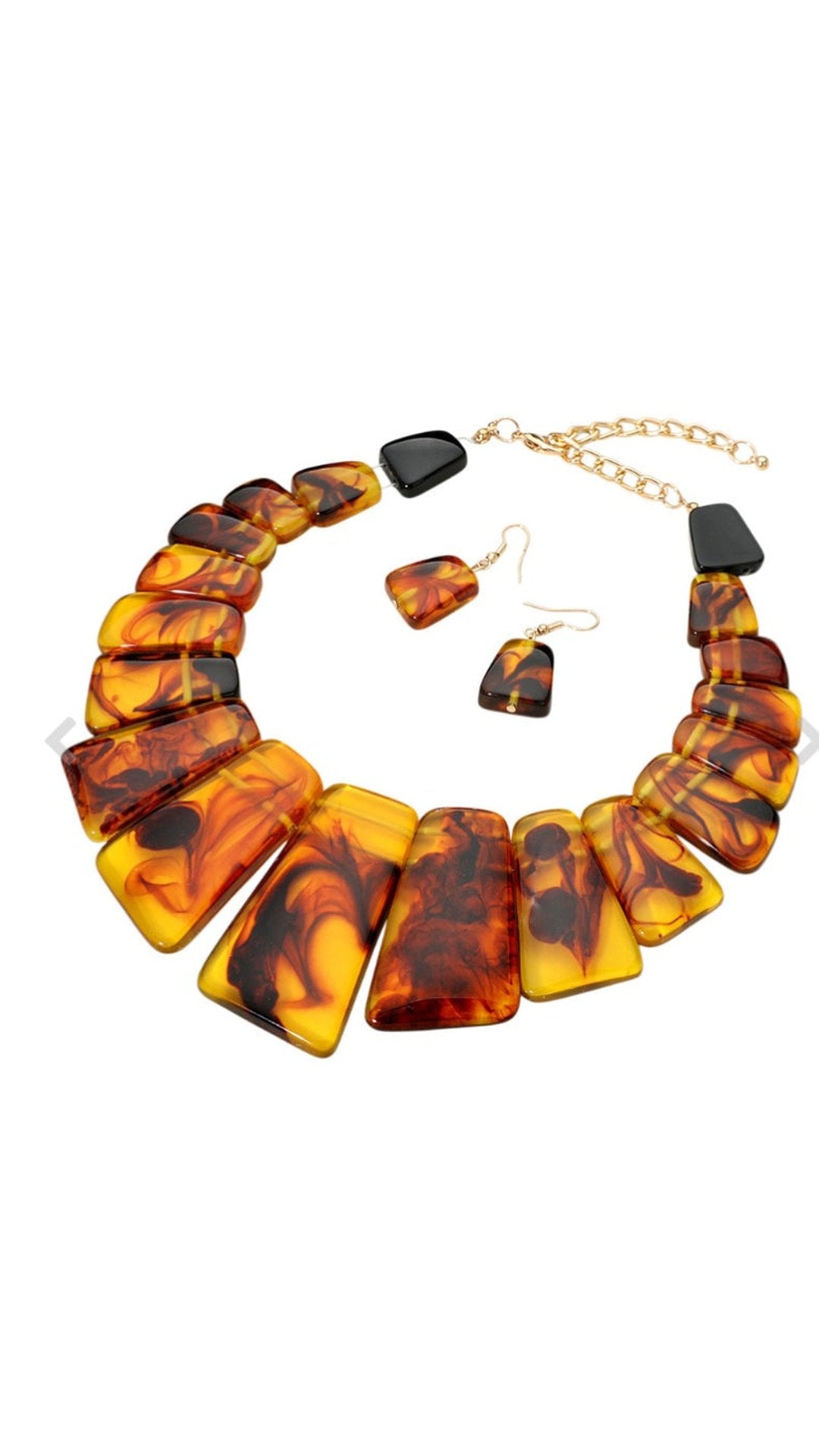 Colorful Resin Acrylic Splicing Necklace Earrings set colour variation available