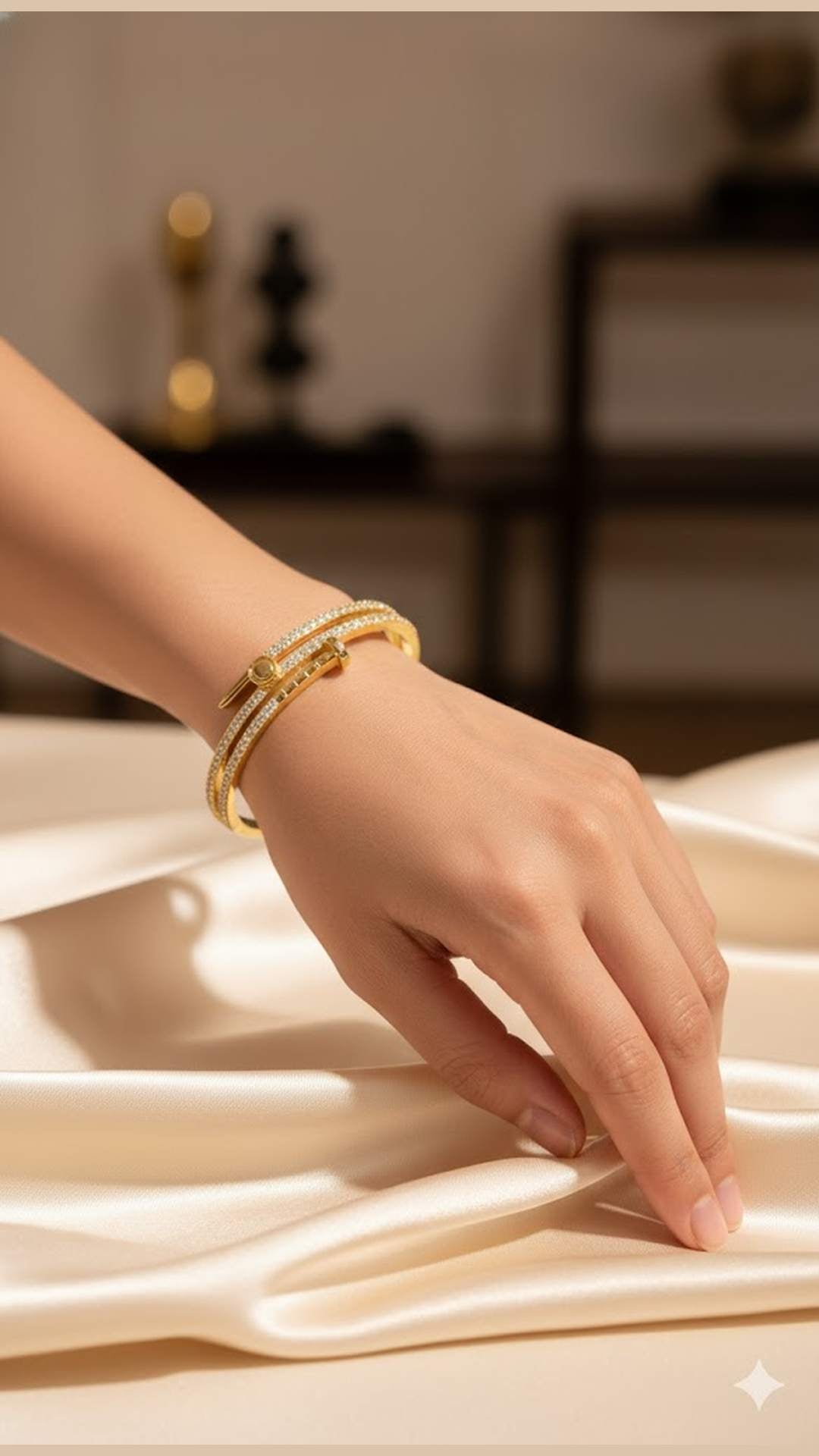 Anti Tarnish Studded Cuff Nail Bracelet For Women and Girls, Stylish Kada Bracelet