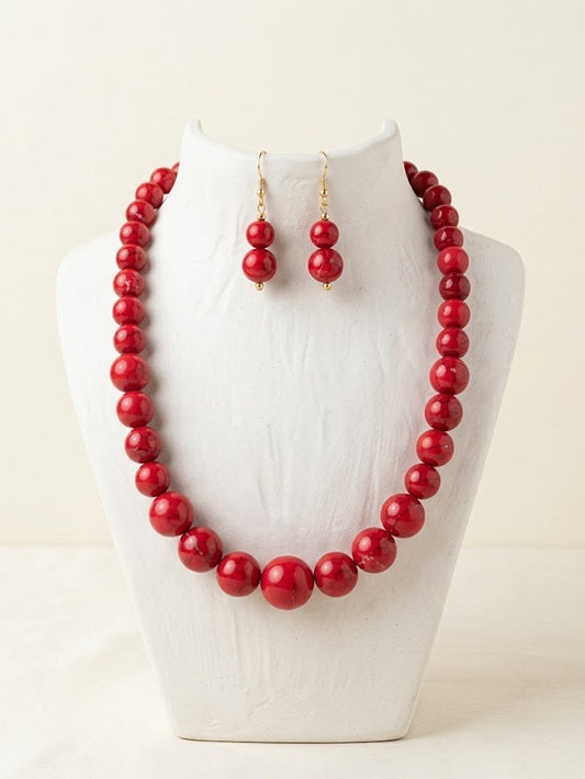 Ball Beaded Necklace With Earring