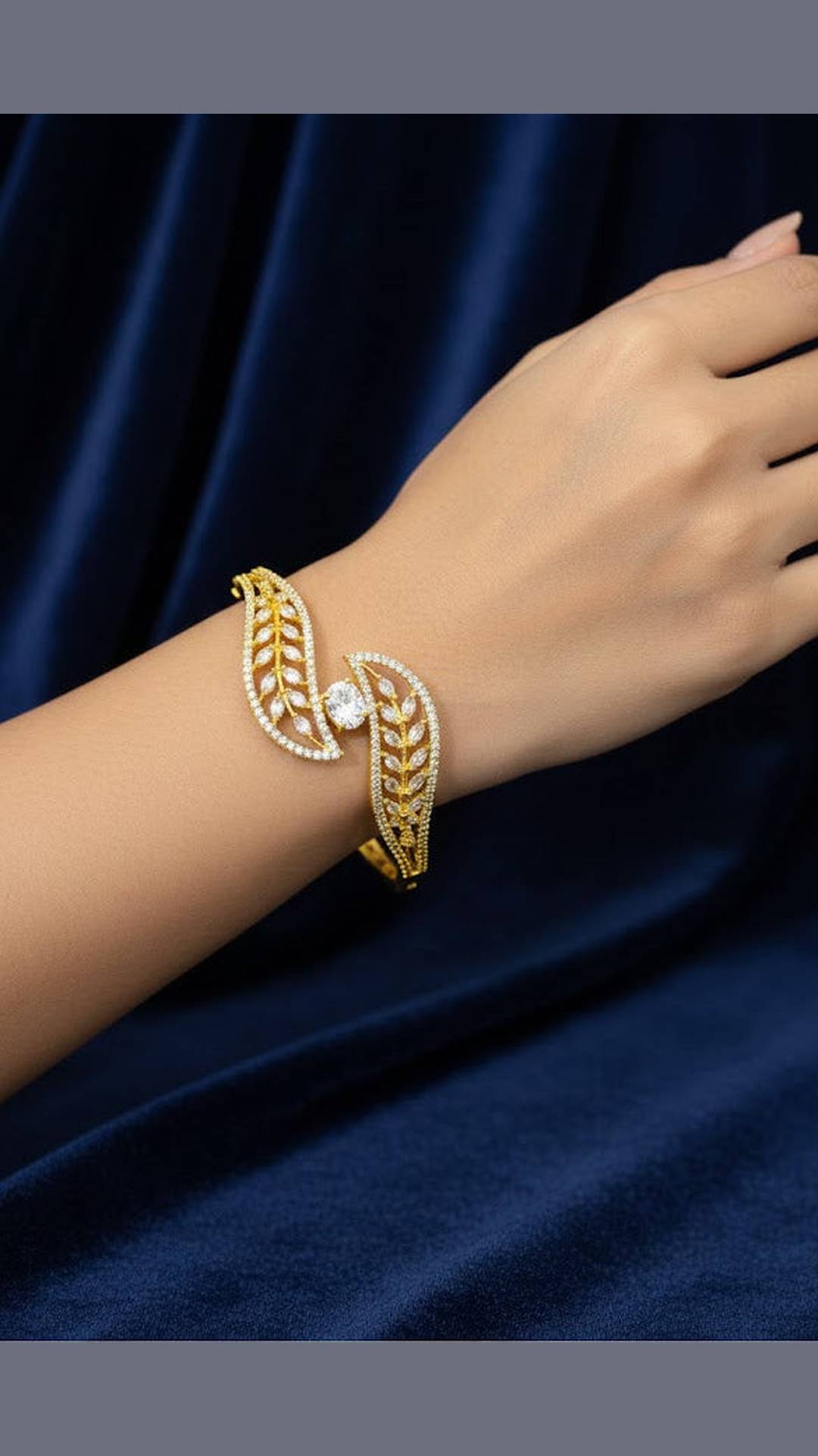 Ad Stone Fitted Adjustable Gold Plated Bangle