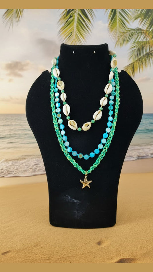 Sea Spell Triple-Layered Shell & Starfish Necklace