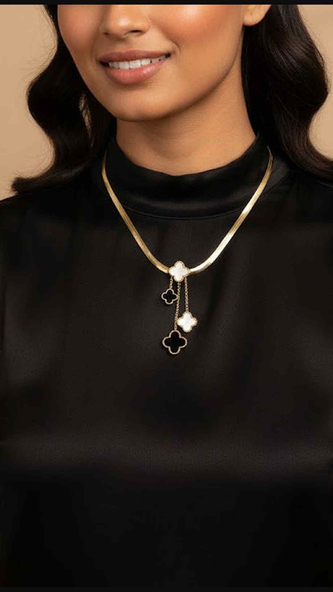 Anti Tarnish Alhambra Clover Necklace Stainless Steel Chain