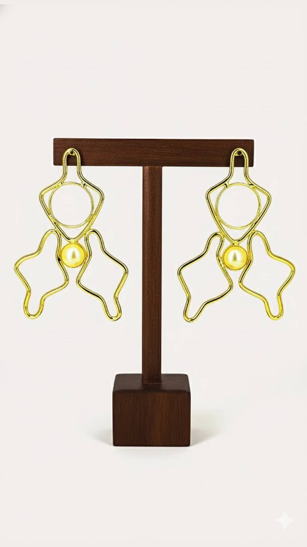 Fancy Brass Triangle Earring