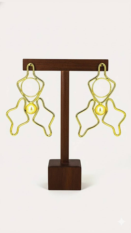 Fancy Brass Triangle Earring