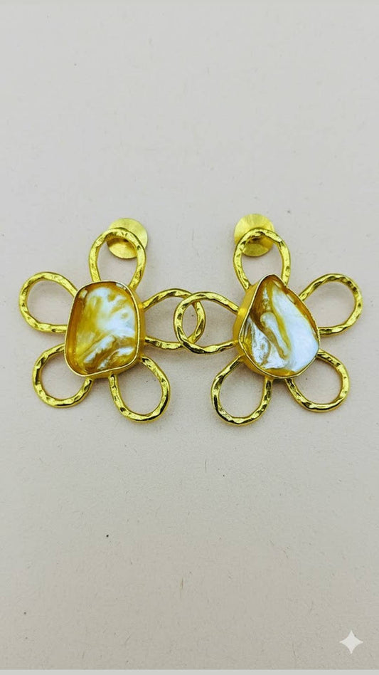 Fancy Brass Top Earrings