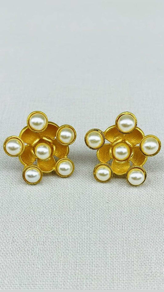 Fancy Brass Moti Top Earring