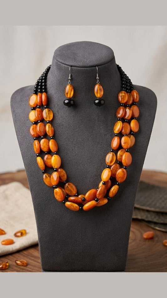 Sunset Vibes Lyr Beads Necklave