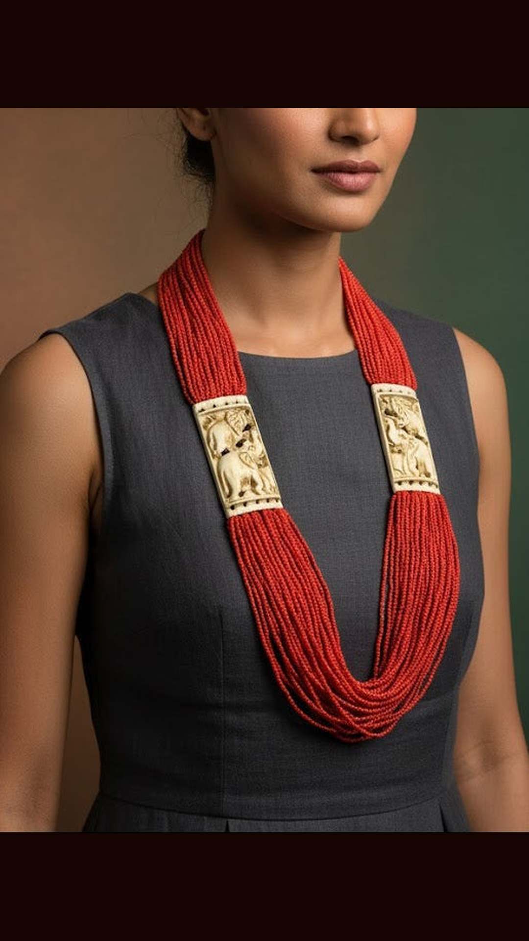 Carved Bone Tribal Elephant Necklace