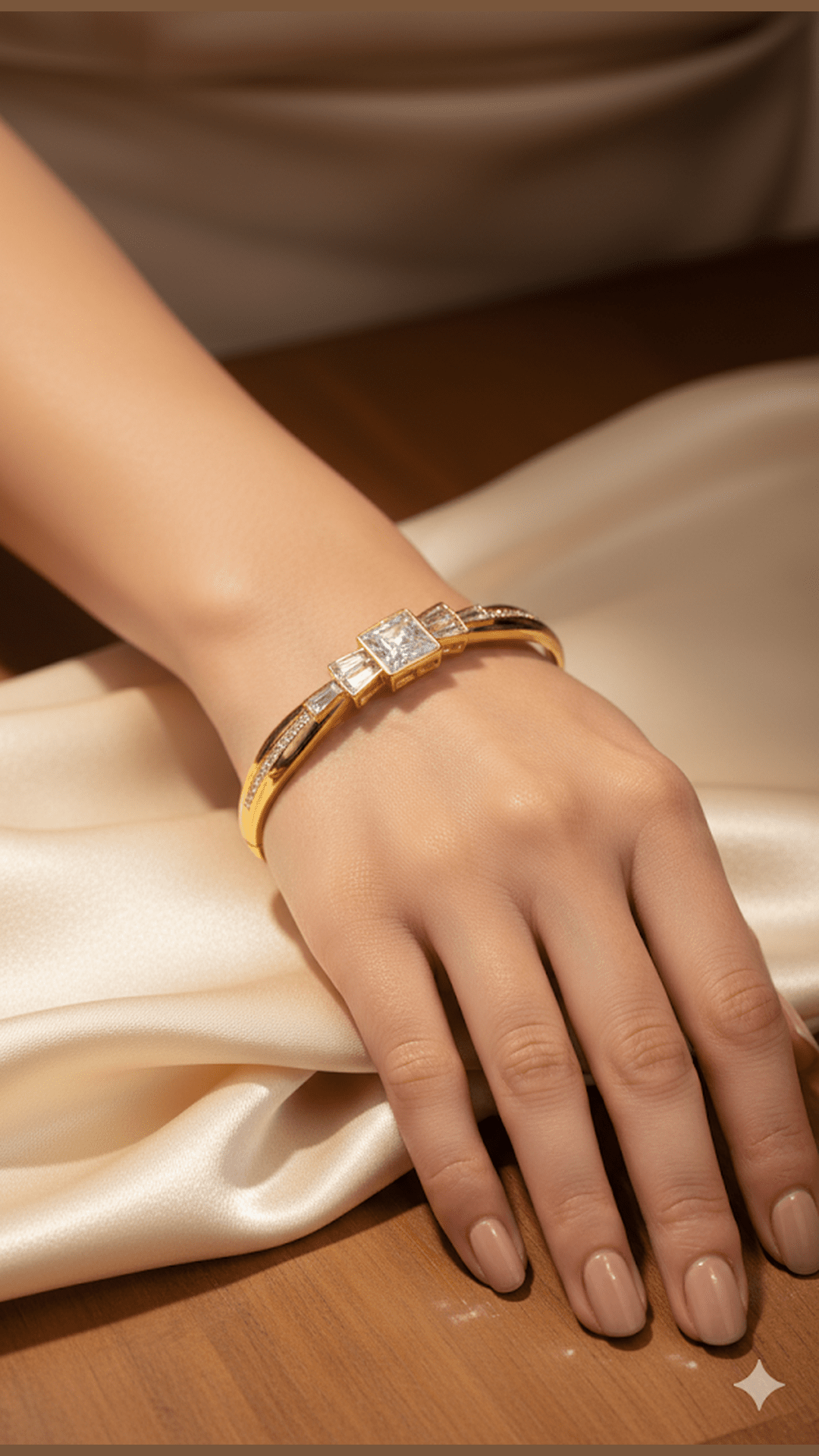 Anti Tarnish Studded Cuff Bracelet For Women and Girls, Stylish Kada Bracelet