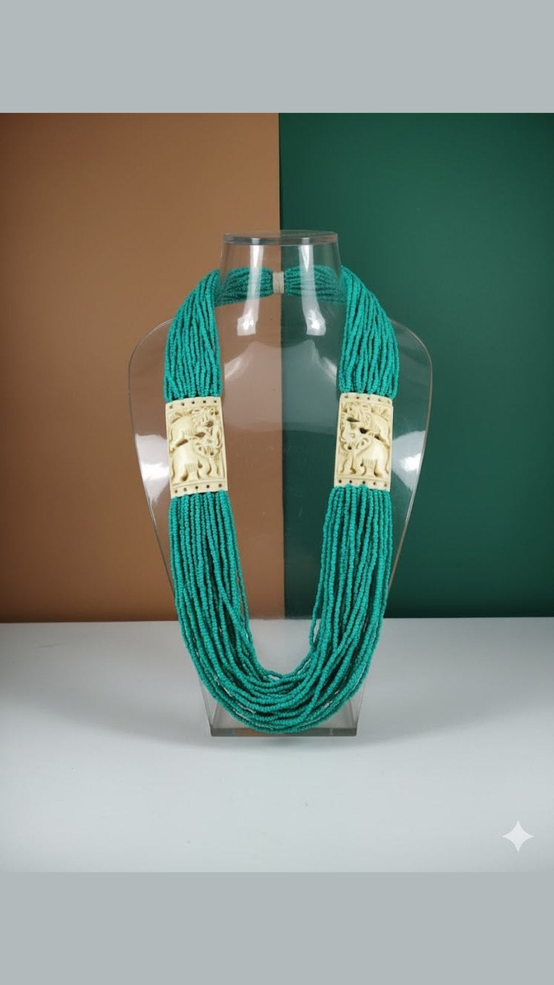 Carved Bone Tribal Elephant Necklace